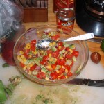 Tomato, Corn, Cilantro, Red Onion and Avocado Salso