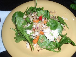 Spinach Salad with Chicken and Wild Rice