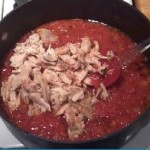 Add Chicken Back to Sauce after Deboning and Shredding