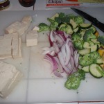 Cubed Tofu and Vegetables Ready for Wok