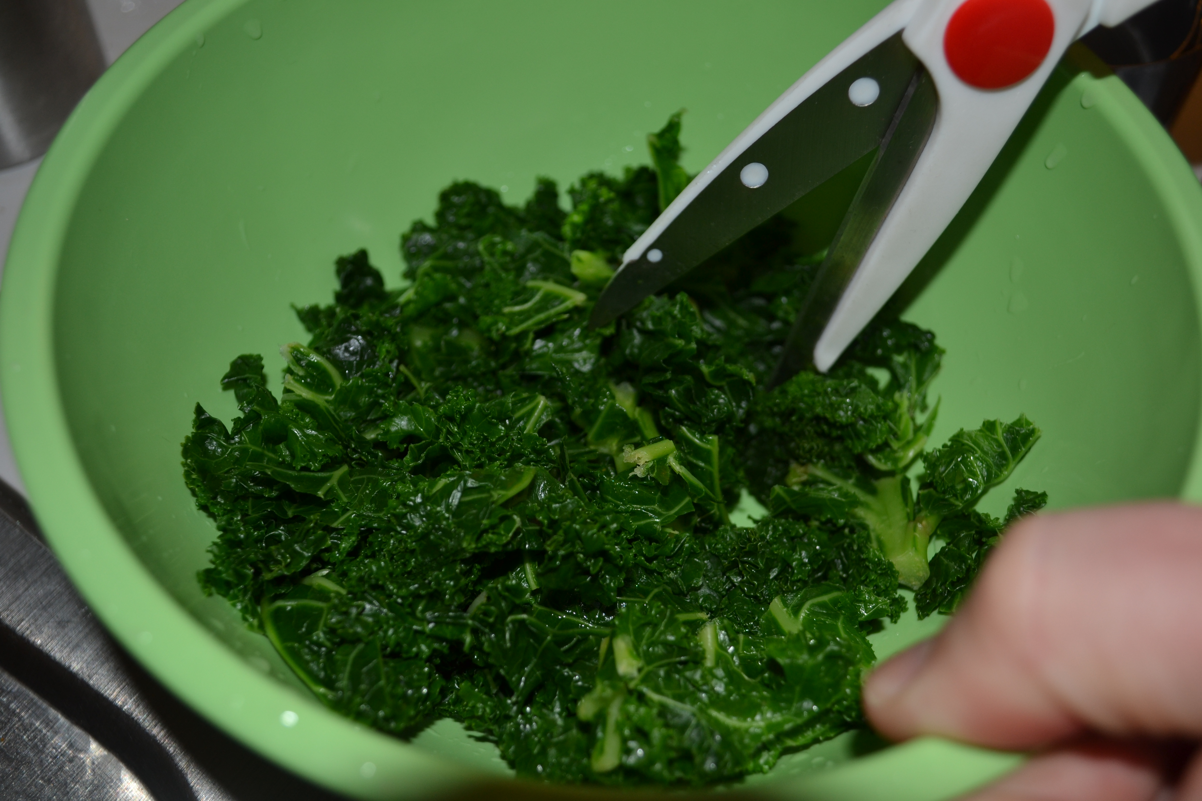 Cooling kale after blanch